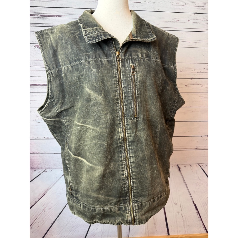 Kuhl Vest Mens XXL Canvas 2X Vintage Patina Dye Full Zip Rugged Utility Outdoor